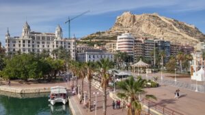santa barbara castle, alicante, port, costa, nature, spain, water, walk, buildings
